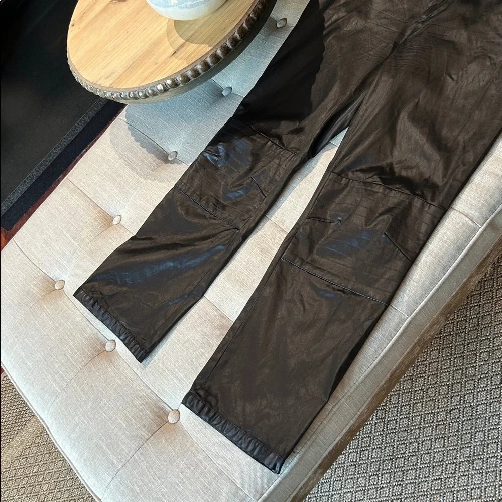 Vintage 1980s RARE Katharine HAMNETT Black Polished Coated Polyamide Ble Trouser